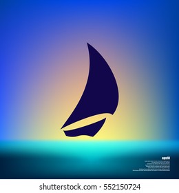 Sailing logo, yacht on waves vector icon