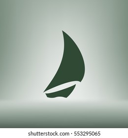 Sailing logo, yacht on waves vector icon