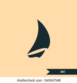 Sailing logo, yacht on waves vector icon