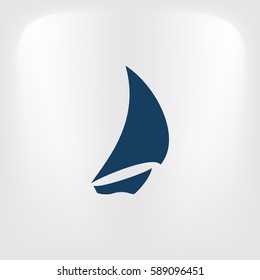 Sailing logo, yacht on waves vector icon