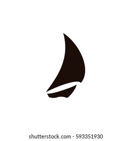 Sailing logo, yacht on waves vector icon