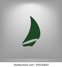 Sailing logo, yacht on waves vector icon