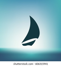 Sailing logo, yacht on waves vector icon