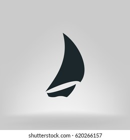 Sailing logo, yacht on waves vector icon