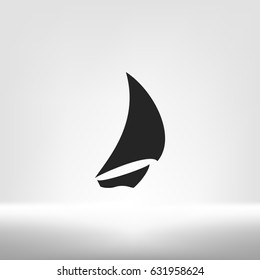 Sailing logo, yacht on waves vector icon