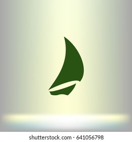 Sailing logo, yacht on waves vector icon