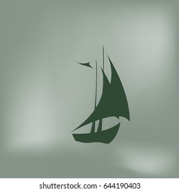 Sailing logo, yacht on waves vector icon