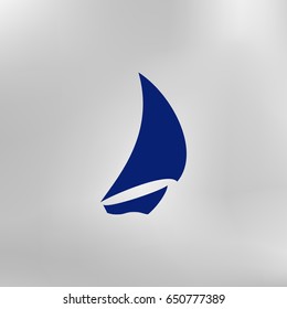 Sailing logo, yacht on waves vector icon