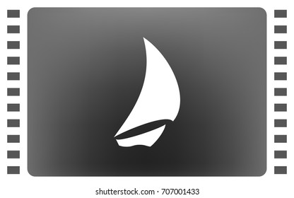 Sailing logo, yacht on waves vector icon