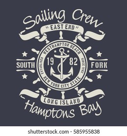 Sailing marine  typography, tee shirt graphics, vectors