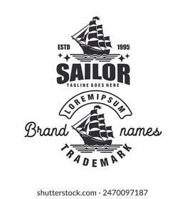 sailing nautical vintage badge logo vector illustration