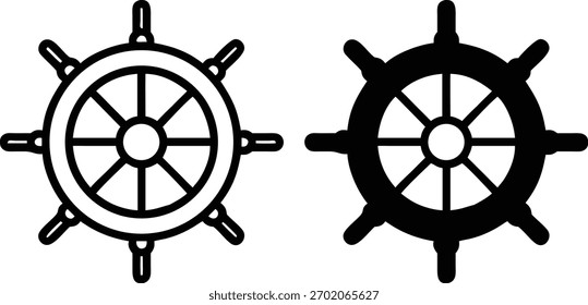 Sailing Navigation Boat Command Control Maritime Travel Ship Wheel Icon Vector Silhouette and Pictogram..eps
