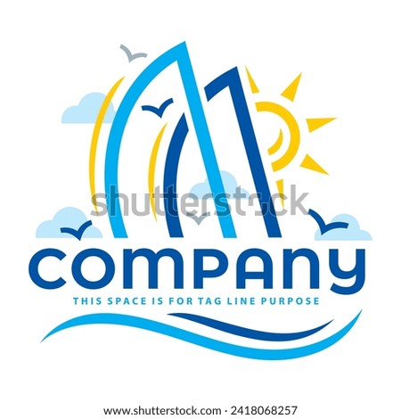 Sailing in the Ocean Vector Logo