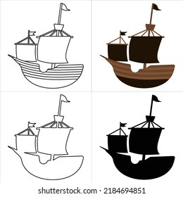 sailing old ship vector, Vintage sea ship design element for poster card vector image isolated