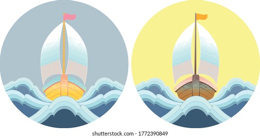 Segel auf Ozeanwellen-Illustration
