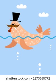 Sailing on the sea walrus