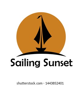 sailing on the sunset logo concept for adventure trip company