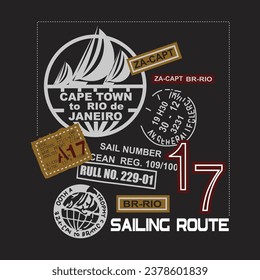 sailing orute design typography vector illustration for print
