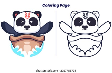 sailing panda with coloring pages