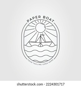 sailing paper boat on water logo vector illustration design
