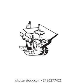 Sailing pirates ship icon for traveler sticker