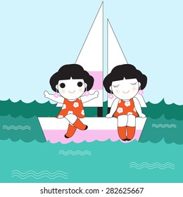 Sailing To The Sea character illustration