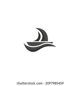 Sailing In the Sea Logo Simple Modern Vector