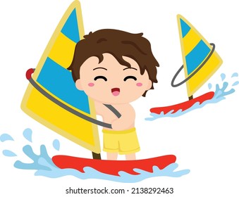 Sailing in the Sea Vector Illustrations