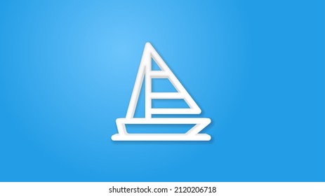 sailing ship 3d line flat color icon. Realistic vector illustration. Pictogram isolated. Top view. Colorful transparent shadow design.