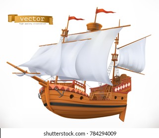 Sailing ship. 3d vector icon