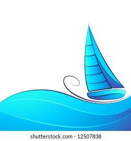 Sailing ship. Beautiful vector illustration.