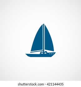Sailing Ship Blue Flat Icon On White Background