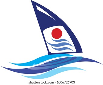 Sailing ship or boat icon for yacht club design