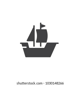 Sailing ship boat vector icon. filled flat sign for mobile concept and web design. Old sailboat simple solid icon. Symbol, logo illustration. Pixel perfect vector graphics