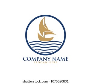 sailing ship boat vector logo icon design template