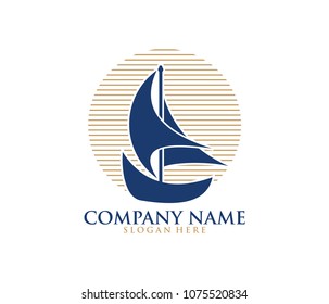 sailing ship boat vector logo icon design template