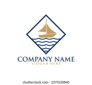 sailing ship boat vector logo icon design template