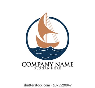 sailing ship boat vector logo icon design template