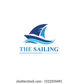 Sailing ship boat vector logo icon template design