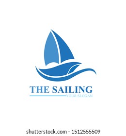 Sailing ship boat vector logo icon template design