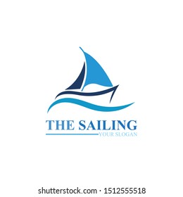 Sailing ship boat vector logo icon template design