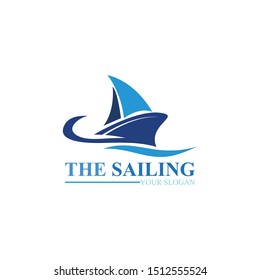 Sailing ship boat vector logo icon template design