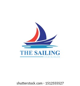 Sailing ship boat vector logo icon template design