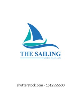 Sailing ship boat vector logo icon template design