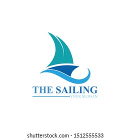 Sailing ship boat vector logo icon template design