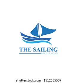 Sailing ship boat vector logo icon template design