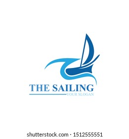 Sailing ship boat vector logo icon template design