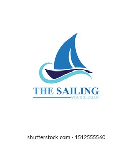 Sailing ship boat vector logo icon template design