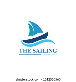 Sailing ship boat vector logo icon template design