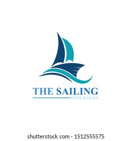 Sailing ship boat vector logo icon template design